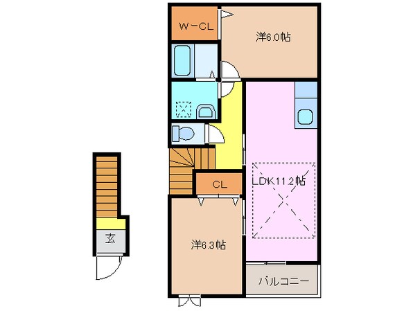 江戸橋駅 徒歩17分 2階の物件間取画像